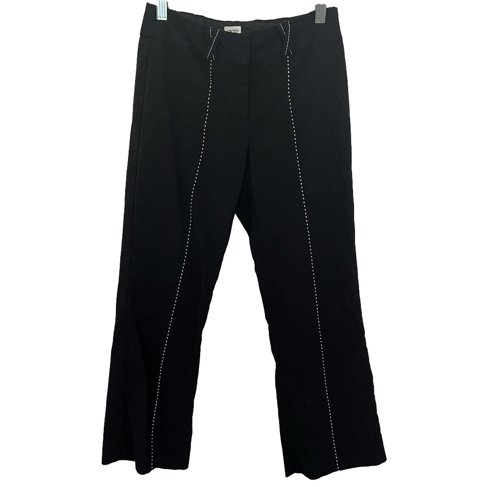 🌵 Cache Women's Y2K Black Low Rise Cropped Flared Stretchy Pants - Size 2